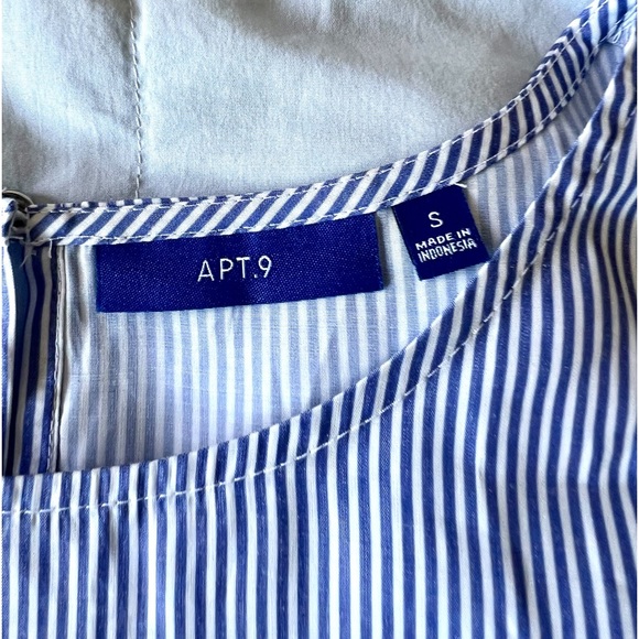 Apt. 9 Embellished Bell Sleeve Blue & White Stripe with Pearls Small - Picture 10 of 15